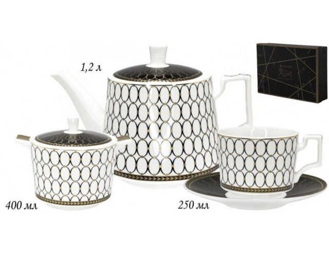 Чайный сервиз Lenardi, фарфор, на 6 персон, 22 предмета, в подарочной упаковке, арт. 133-151