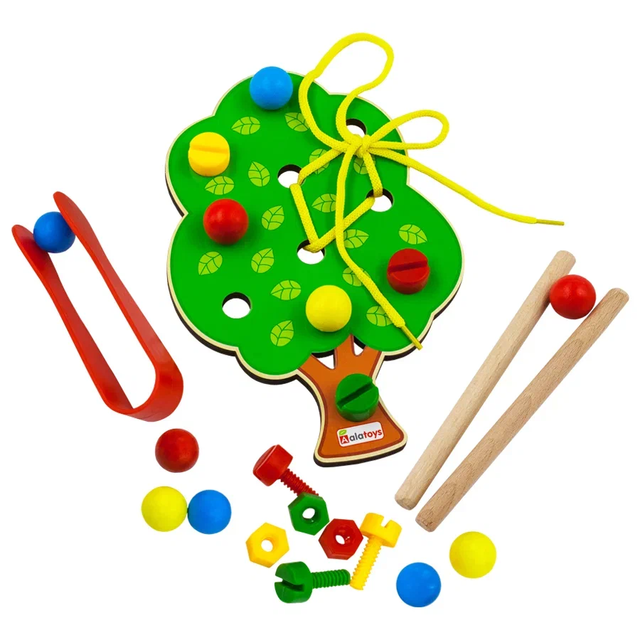 Сортер с пинцетом Дерево, развивающая игрушка для детей, арт. СОР48