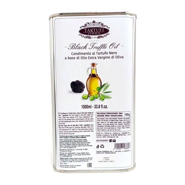 Оливковое масло Tartufi Jimmy первого холодного отжима со вкусом черного трюфеля (с сушеным черным трюфелем), 1000мл