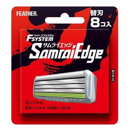 Запасные кассеты с тройным лезвием для станка Feather F-System "Samurai Edge" 8 шт.