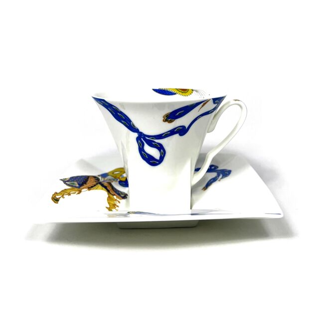 Чашка чайная с блюдцем  форма Петрополь  рисунок Индийский танец, Императорский фарфоровый завод