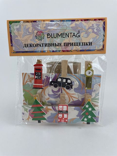 Декоративные прищепки Blumentag WCRN-35 "Новогодняя коллекция 03", 3.5см, 6 шт.