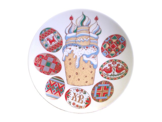 Декоративная тарелка Императорский фарфоровый завод, форма Эллипс рисунок Писанки, 195 мм