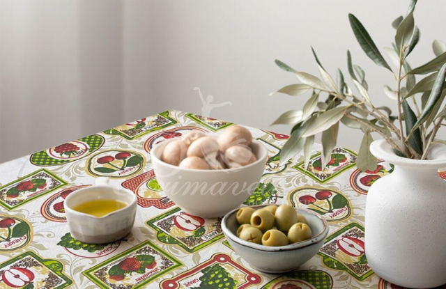 Скатерть жаккардовая Фрукты с печатным рисунком, размер 140x180