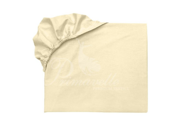 Простыня хлопковая бежевая на резинке, размер 160х200