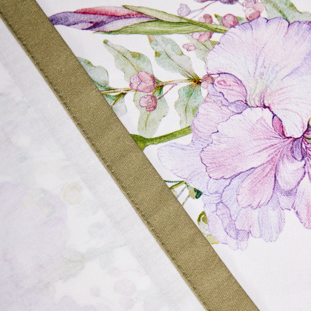 СКАТЕРТЬ "ИРИСЫ" 140Х180СМ ,БЕЛЫЙ, 100% ХЛОПОК,ТВИЛ ПРОПИТКА