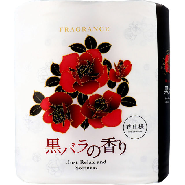Парфюмированная туалетная бумага Shikoku Just Relax and Softness Black Rose двухслойная, с элегантным ароматом черной розы, 30м, 12 рулонов