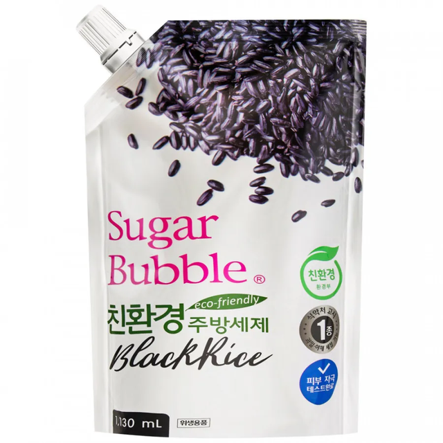 Гель для мытья посуды Sugar Bubble с экстрактом черного риса, мягкая упаковка, 1200 мл
