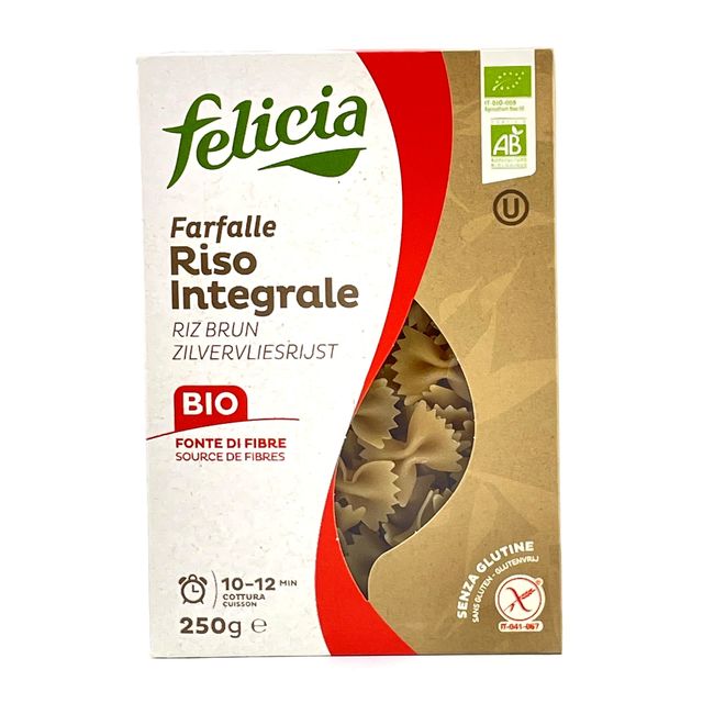 Паста Felicia фарфалле из коричневого цельнозернового риса, 250г