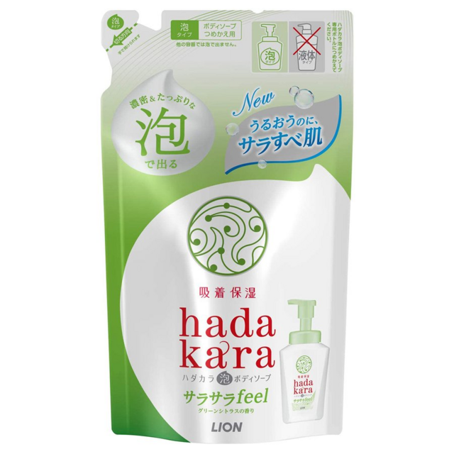 Бархатное увлажняющее мыло-ПЕНКА для тела с ароматом зелёных цитрусовых фруктов "Hadakara" 420 мл, мягкая упаковка