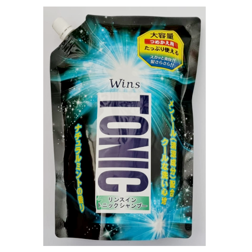 Охлаждающий шампунь 2 в 1 с кондиционером-тоником "Wins rinse in tonic shampoо" 900 г, мягкая упаковка с крышкой