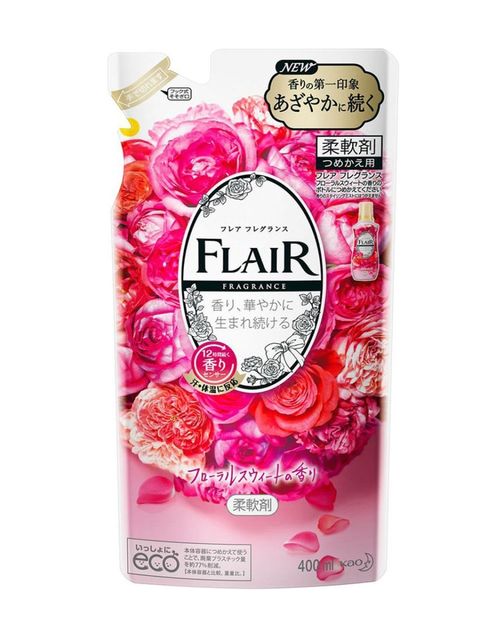 Арома кондиционер для белья KAO Flair Fragrance, аромат Сладкий цветок, мягкая упаковка, 400 мл