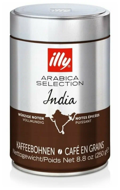 Кофе в зёрнах ILLY Арабика India/Индия, жестяная банка, 250 гр