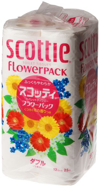 Туалетная бумага Crecia "Scottie Flower PACK", однослойная 12 рулонов (50 м)
