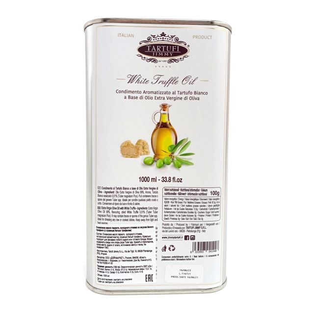 Оливковое масло Tartufi Jimmy первого холодного отжима со вкусом белого трюфеля (с сушеным белым трюфелем), 1л