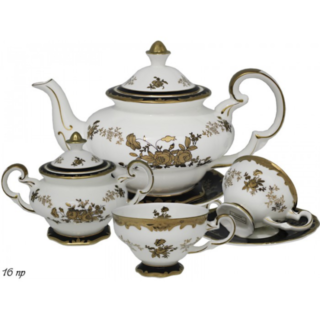 Чайный сервиз Lenardi, фарфор, на 6 персон, 16 предметов, в подарочной упаковке, арт. 225-018