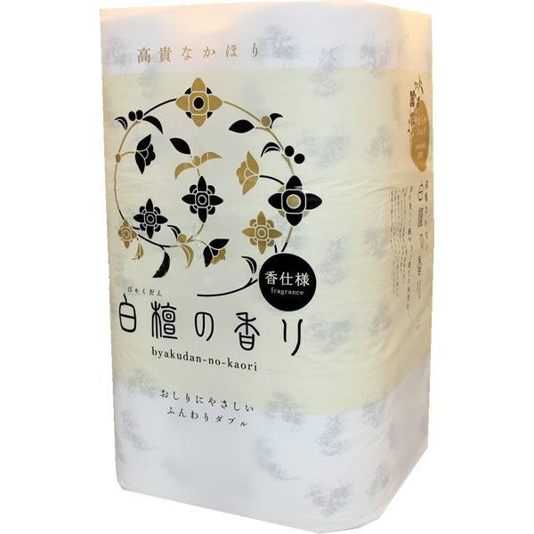 Премиальная ароматизированная двухслойная туалетная бумага Shikoku Tokushi Fragrance (растительный орнамент и аромат сандалового дерева), 30м, 12 рулонов