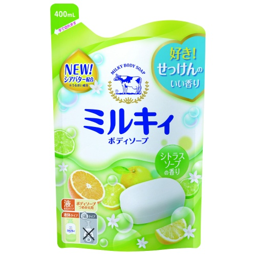 Молочное увлажняющее жидкое  мыло для тела с цитрусовым  ароматом «Milky Body Soap» 400 мл, мягкая упаковка