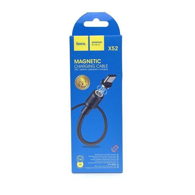 USB кабель HOCO X52 Sereno Magnetic Type-C, 1м, магнитный, PVC (черный)