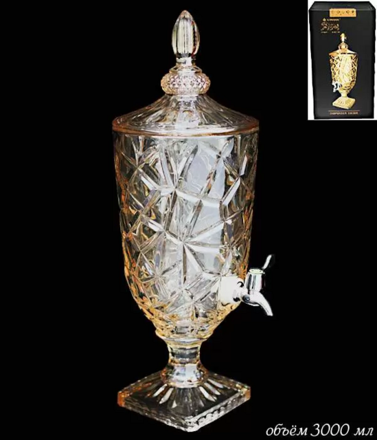 Кувшин Lenardi 3л, стекло, GOLD с крышкой  в подарочной упаковке, арт. 588-294