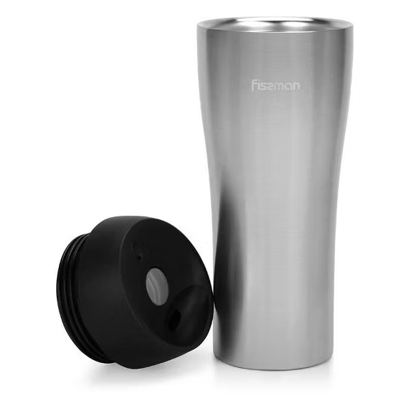 9886 FISSMAN Термокружка 420мл, цвет Черный (нерж.сталь)