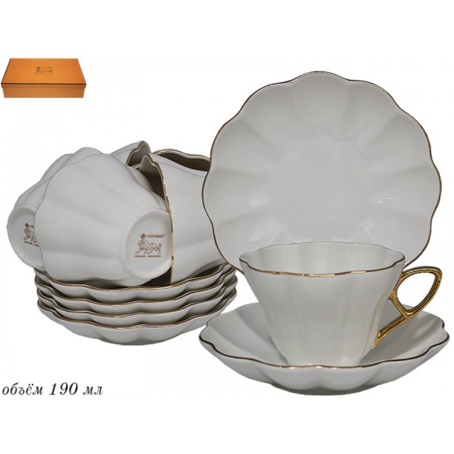 Чайный набор Lenardi, фарфор, 12 предметов, в подарочной упаковке, арт. 244-016