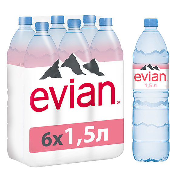 Вода минеральная Evian негазированная, пэт, 1,5 л (6шт)
