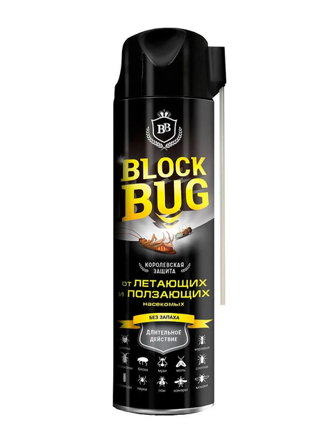 BLOCK BUG Аэрозоль от летающих и ползающих насекомых, без запаха, 620 мл