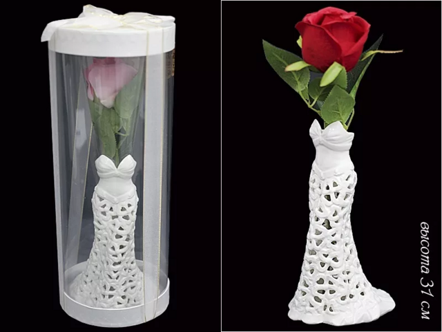 Ваза подарочная Lenardi Rose, 31см, керамика, в подарочной упаковке, арт. 110200