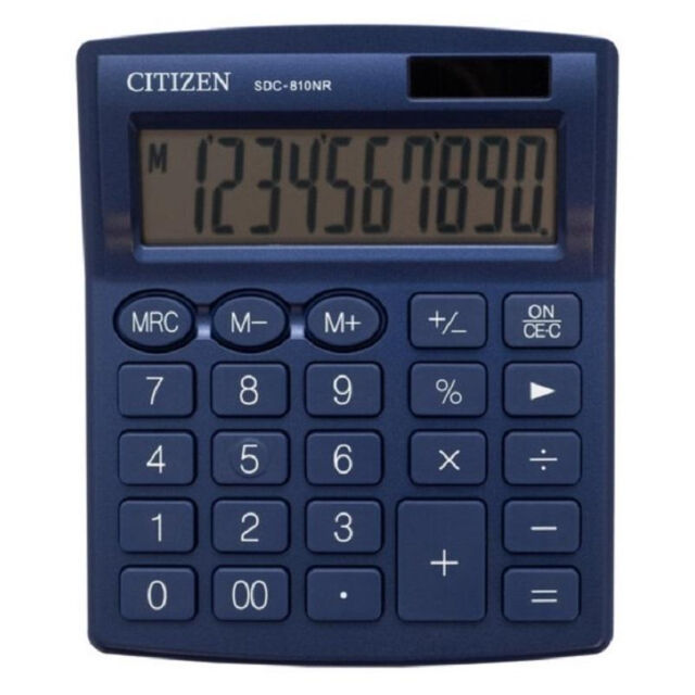 Калькулятор Citizen SDC-810NR-NV настольный компактный, 10-разрядный, двойное питание, синий