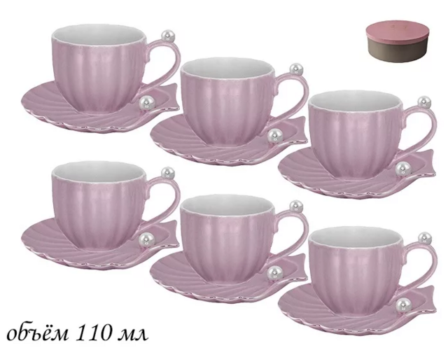 Кофейный набор Lenardi, фарфор, 12 предметов, 110 мл, в подарочной упаковке, арт. 106-105