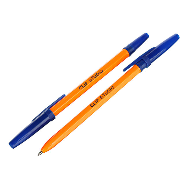 Ручка ClipStudio шариковая синяя, с желтым корпусом, линия 0,7 мм