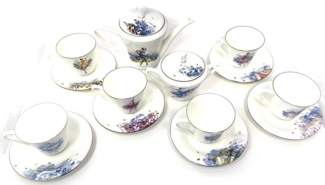 Сервиз чайный на 6 персон форма Сад рисунок Феи, 14 предметов, Императорский фарфоровый завод