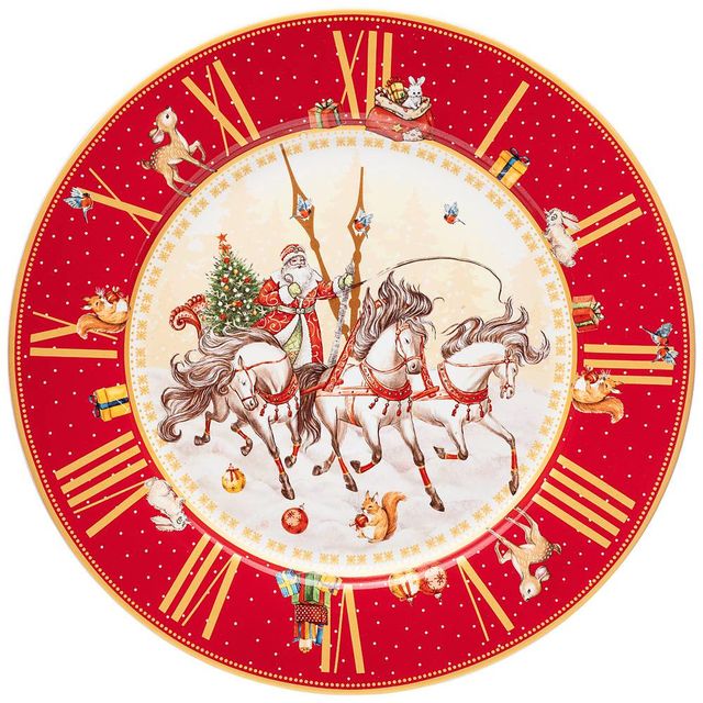 Тарелка обеденная Lefard Часы, красная, 27 см