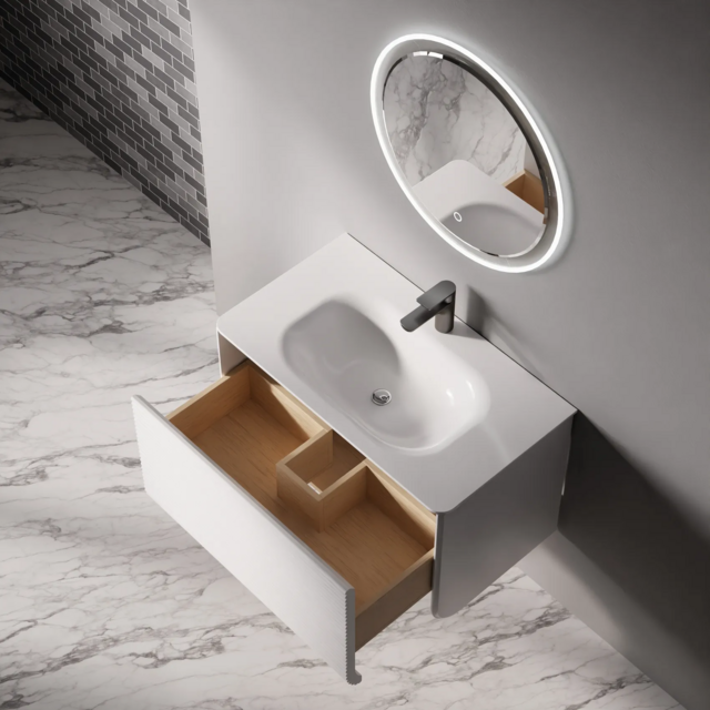 Тумба под раковину подвесная Lucia 80 Серый  ALC08W43S000