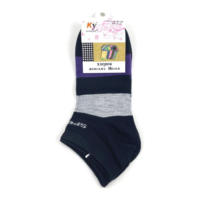 Женские носки «KY», размер 37-41, цветные черные, короткие