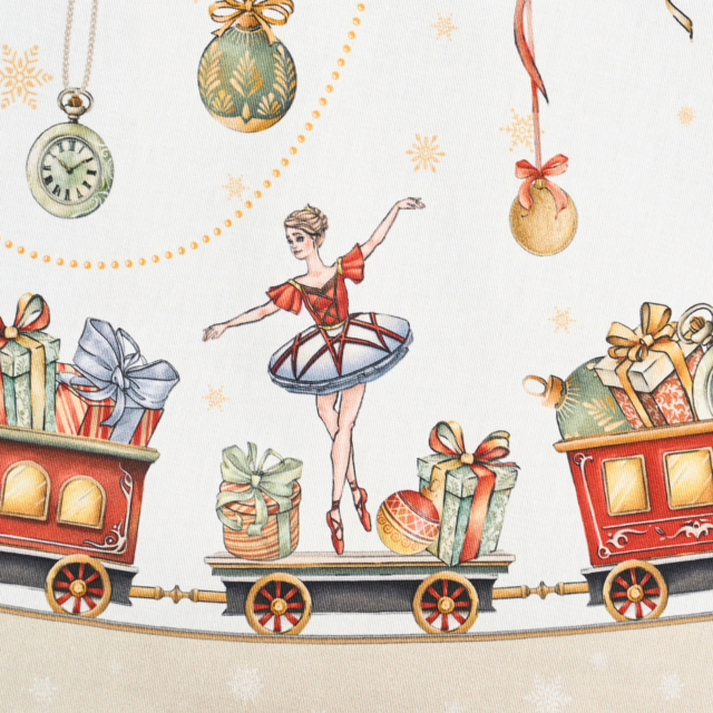 СКАТЕРТЬ КРУГЛАЯ  "ЩЕЛКУНЧИК" ,190СМ ,БЕЖЕВЫЙ , 100%ХЛОПОК , ТВИЛ