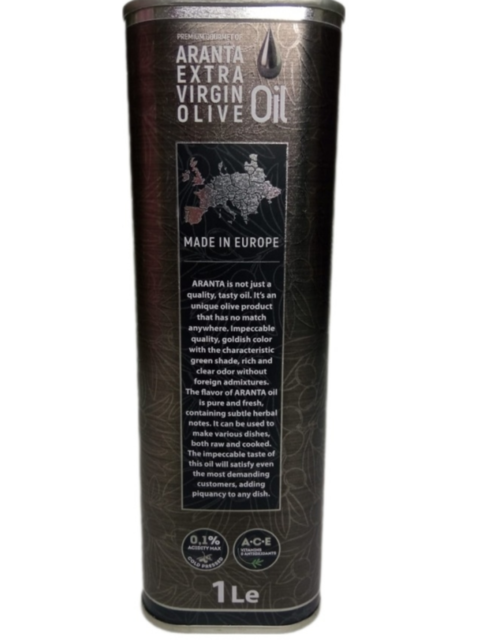 Масло оливковое нерафинированное Aranta Extra Virgin, 1 литр