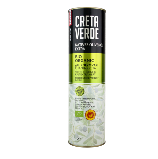 Creta Verde оливковое масло Extra Virgin Organic (Bio) P.D.O. Kolymvari с о.Крит 1л жесть