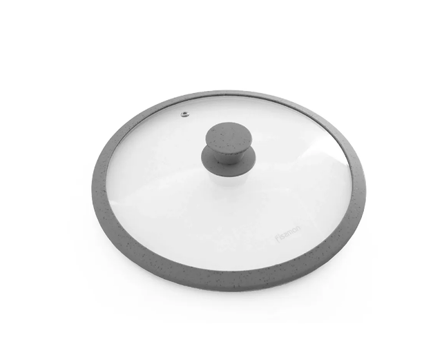 Крышка для посуды ARCADES 28см с силиконовым ободком, цвет СЕРЫЙ (стекло)