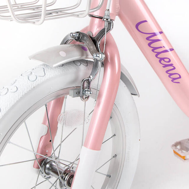 Детский велосипед Milena 16" темно-розовый  (алюмин) корзина