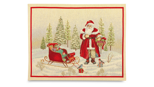 Набор салфеток подстановочных Mix&Match Home Дед Мороз в волшебном лесу 40х50 см, 2 шт, гобелен, бежевый