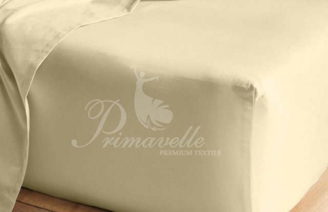 Простыня хлопковая бежевая на резинке, размер 160х200