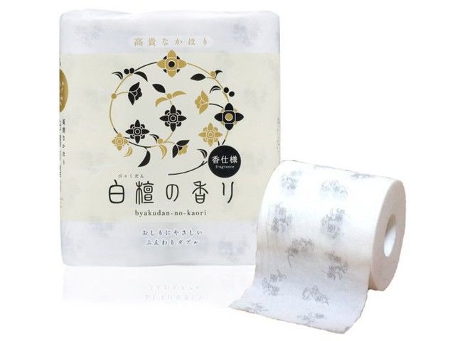 Премиальная туалетная бумага Byakudan-no-Kaori двухслойная, парфюмированная, сандаловое дерево, 4 рулона х 30 м