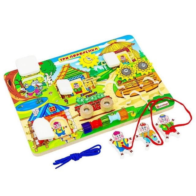 Бизиборд Три поросенка, развивающая игрушка для детей, арт. ББ213