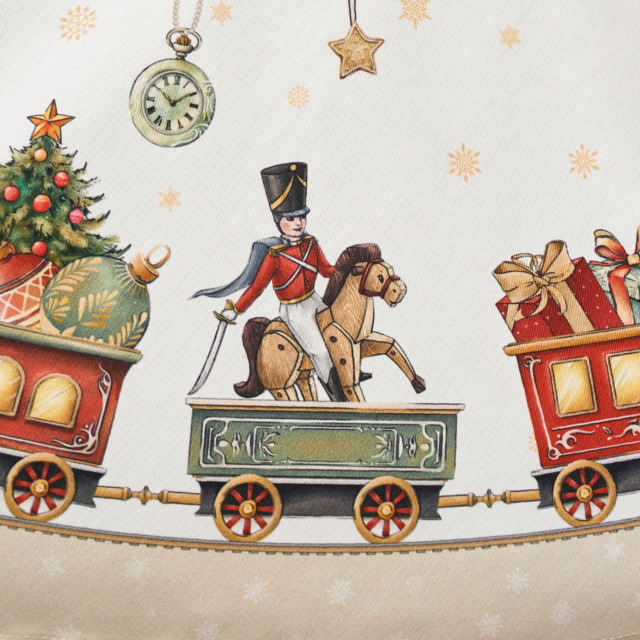 СКАТЕРТЬ КРУГЛАЯ  "ЩЕЛКУНЧИК" ,150СМ , БЕЖЕВЫЙ ,100% ХЛОПОК , ТВИЛ