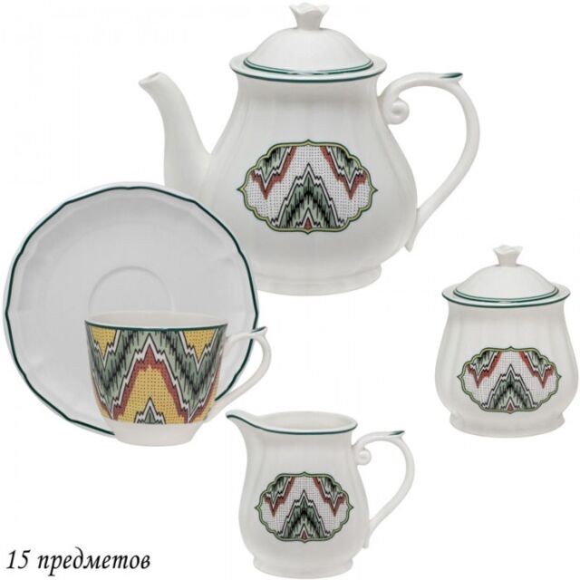 Чайный сервиз 15пр. 250 мл БУХАРА в подарочной упаковке Фарфор арт. 205-176