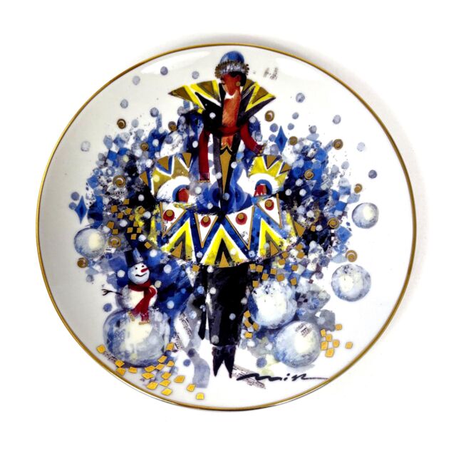 Тарелка декоративная форма Эллипс рисунок Снежный бой/Зима, 195 мм, Императорский фарфоровый завод