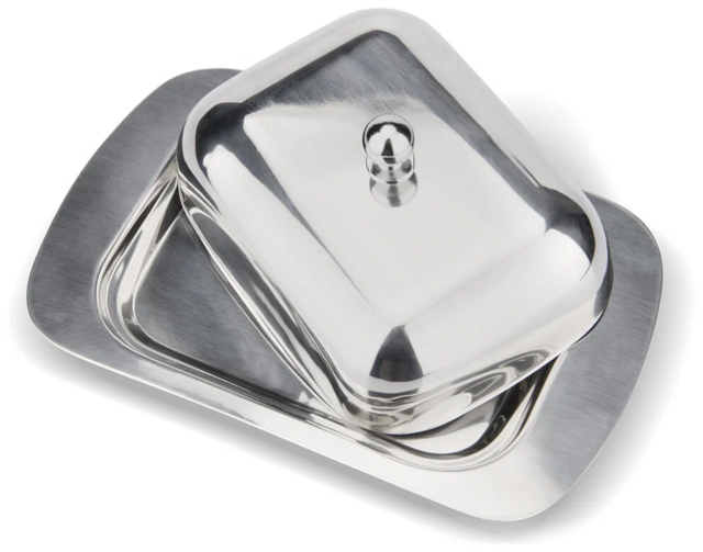 5870 FISSMAN Маслёнка со стальной крышкой 18х12х7см (нерж.сталь)