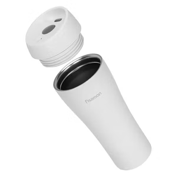 9884 FISSMAN Термокружка 420мл, цвет Белый (нерж.сталь)